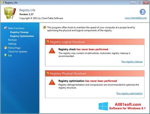 Skärmdump Registry Life för Windows 8.1