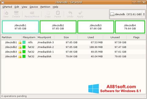 Skärmdump GParted för Windows 8.1