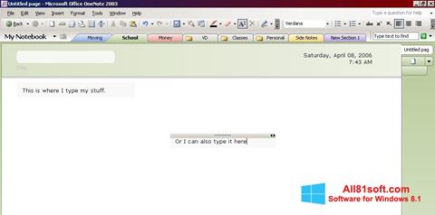 Skärmdump Microsoft OneNote för Windows 8.1
