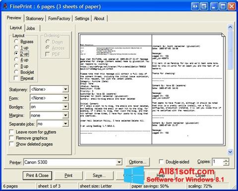 Skärmdump FinePrint för Windows 8.1