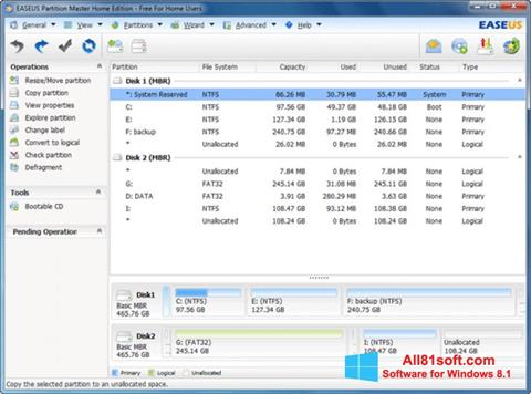 Skärmdump EASEUS Partition Master för Windows 8.1