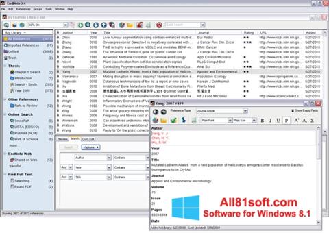 Skärmdump EndNote för Windows 8.1