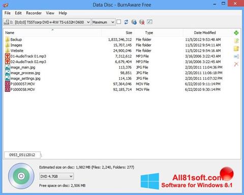 Skärmdump BurnAware Free för Windows 8.1