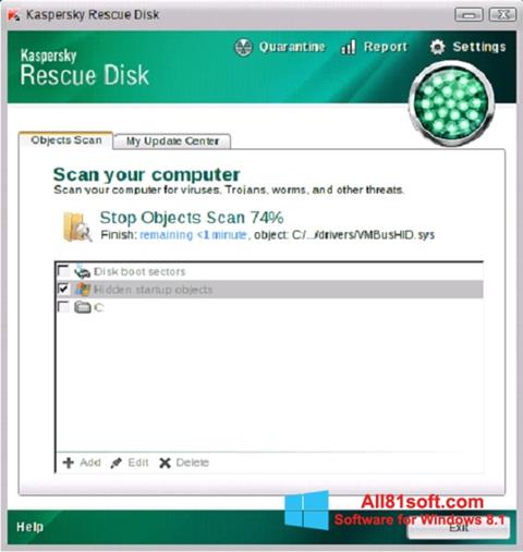 Skärmdump Kaspersky Rescue Disk för Windows 8.1