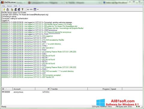 Skärmdump FileZilla Server för Windows 8.1
