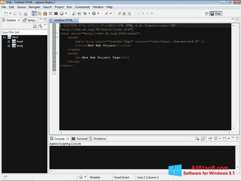 Skärmdump Aptana Studio för Windows 8.1