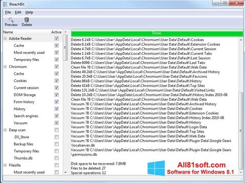 Skärmdump BleachBit för Windows 8.1