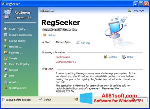 Skärmdump RegSeeker för Windows 8.1