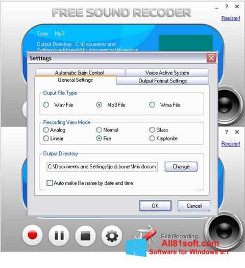 Skärmdump Free Sound Recorder för Windows 8.1