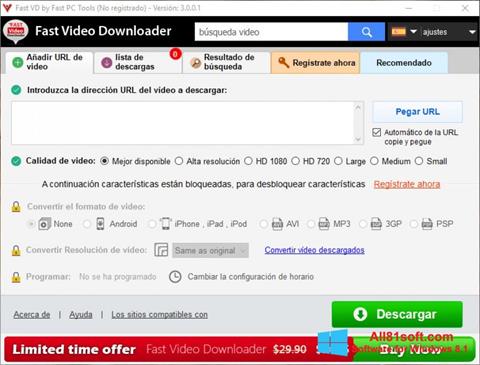 Skärmdump Fast Video Downloader för Windows 8.1
