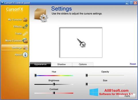 Skärmdump CursorFX för Windows 8.1