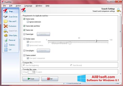 Skärmdump DupKiller för Windows 8.1