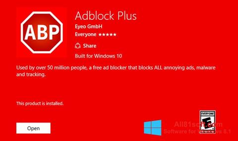 Skärmdump Adblock Plus för Windows 8.1