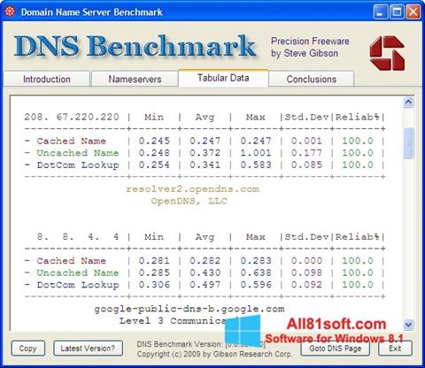 Skärmdump DNS Benchmark för Windows 8.1