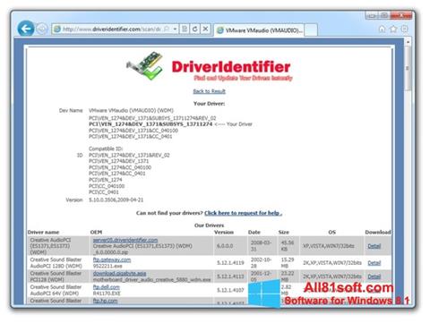 Skärmdump Driver Identifier för Windows 8.1