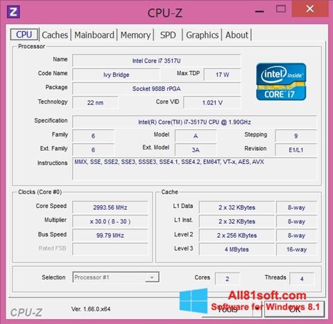 Skärmdump CPU-Z för Windows 8.1