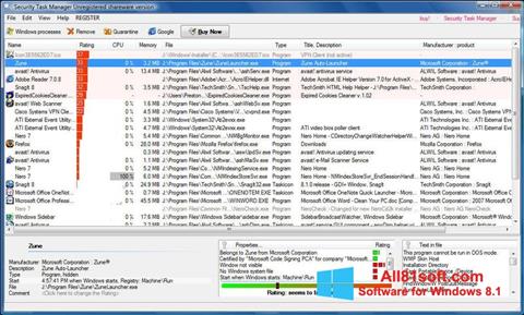 Skärmdump Security Task Manager för Windows 8.1
