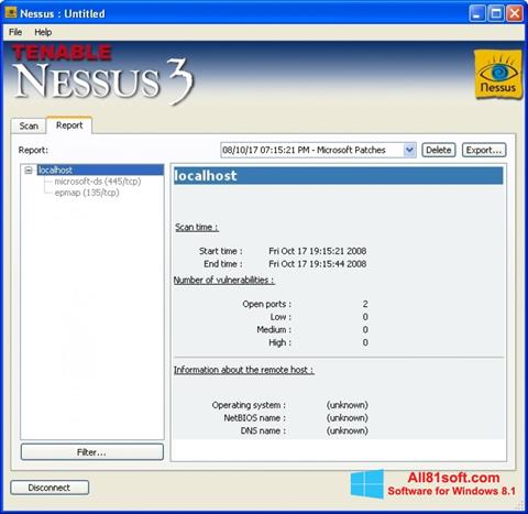 Skärmdump Nessus för Windows 8.1