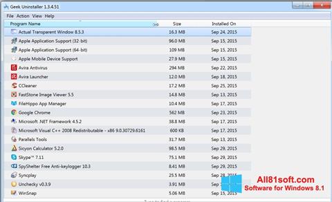 Skärmdump Geek Uninstaller för Windows 8.1