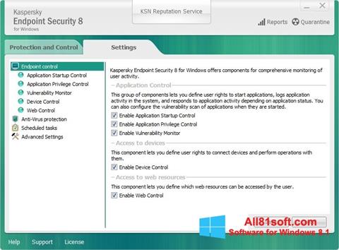 Skärmdump Kaspersky Endpoint Security för Windows 8.1