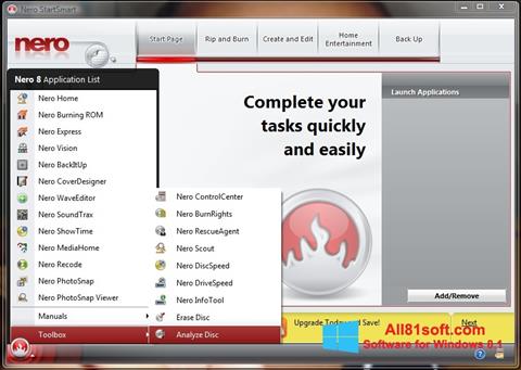 Skärmdump Nero StartSmart för Windows 8.1