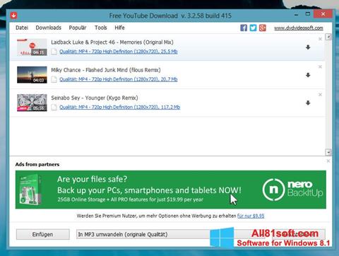 Skärmdump Free YouTube Download för Windows 8.1