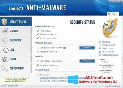 Skärmdump Emsisoft Anti-Malware för Windows 8.1