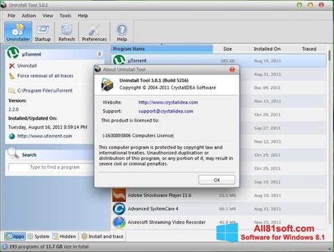 Skärmdump Uninstall Tool för Windows 8.1