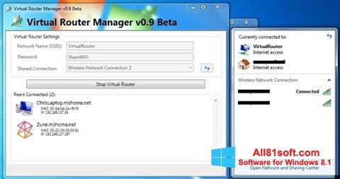 Skärmdump Virtual Router Manager för Windows 8.1