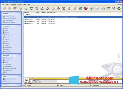 Skärmdump Acronis Disk Director Suite för Windows 8.1