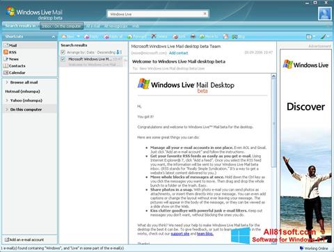Skärmdump Windows Live Mail för Windows 8.1
