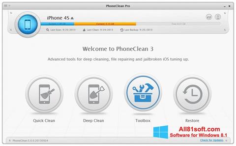 Skärmdump PhoneClean för Windows 8.1