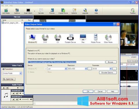 Skärmdump VideoPad Video Editor för Windows 8.1