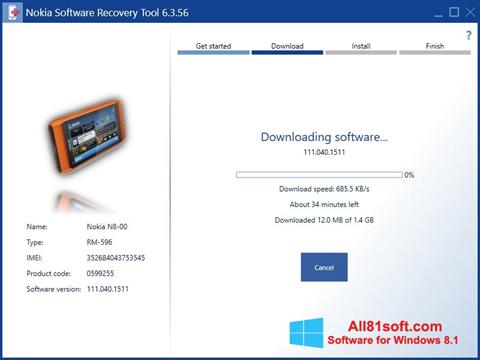 Skärmdump Nokia Software Recovery Tool för Windows 8.1