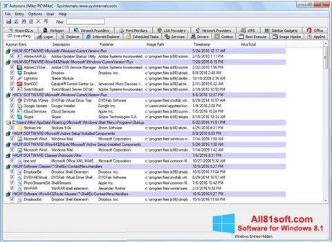 Skärmdump AutoRuns för Windows 8.1
