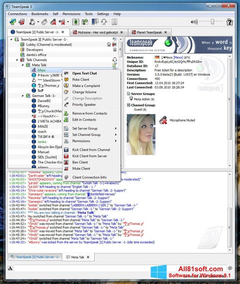 Skärmdump TeamSpeak för Windows 8.1