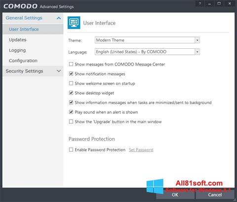 Skärmdump Comodo Internet Security för Windows 8.1