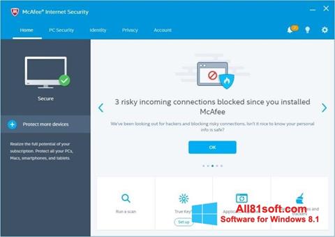 Skärmdump McAfee Internet Security för Windows 8.1