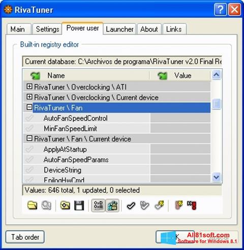 Skärmdump RivaTuner för Windows 8.1