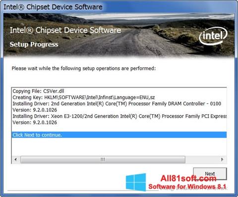 Skärmdump Intel Chipset Device Software för Windows 8.1