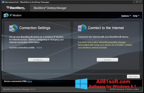 Skärmdump BlackBerry Desktop Manager för Windows 8.1