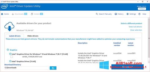Skärmdump Intel Driver Update Utility för Windows 8.1