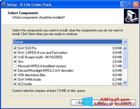 Skärmdump K-Lite Mega Codec Pack för Windows 8.1