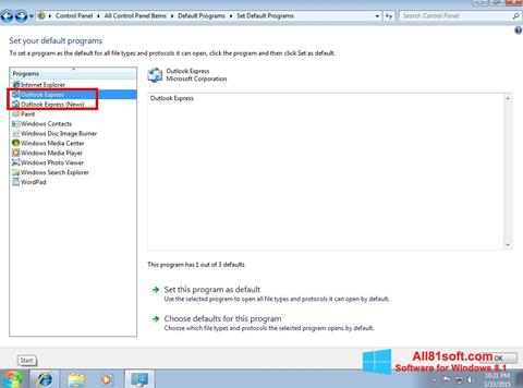 Skärmdump Outlook Express för Windows 8.1