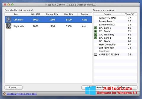 Skärmdump Macs Fan Control för Windows 8.1