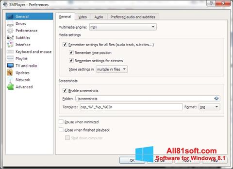 Skärmdump SMPlayer för Windows 8.1