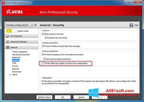 Skärmdump Avira Professional Security för Windows 8.1