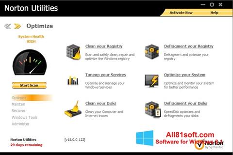 Skärmdump Norton Utilities för Windows 8.1