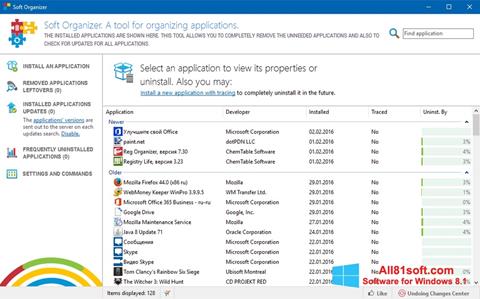 Skärmdump Soft Organizer för Windows 8.1