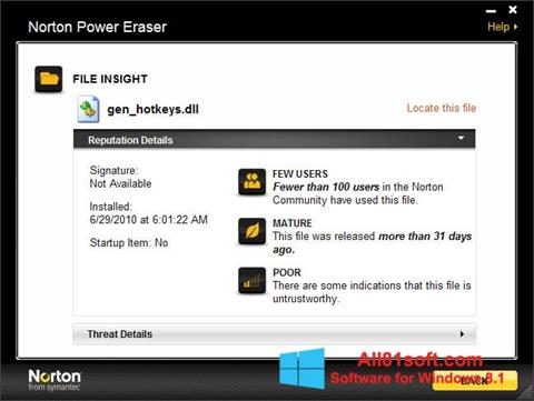 Skärmdump Norton Power Eraser för Windows 8.1